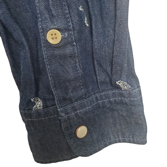 H&M Divided Denim Paisley Button-Down Shirt. Pearl Snaps. Women's XL. F0079 - Picture 5 of 10